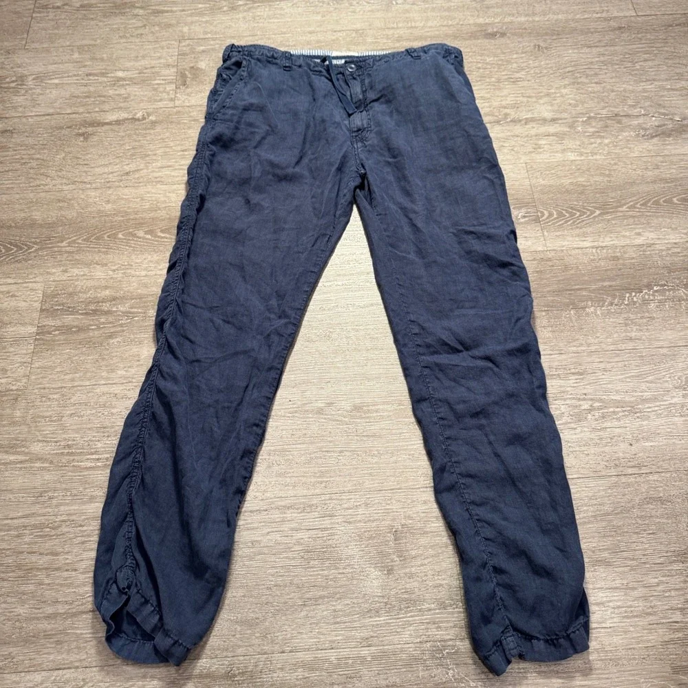Kiwi Pants Mens XXL Blue 100% Linen Summer Beach Resort Saint Tropez 36x32